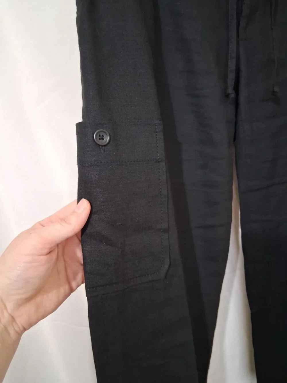 Banana Republic Linen Trousers Womens Sz 2 Vintage Y2k Wide Leg Roll Tab Pants